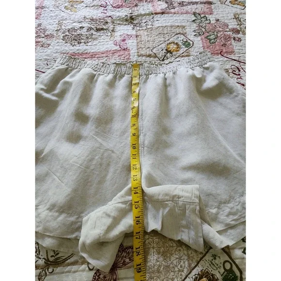 H&M Women's Pull-on Elastic Waist Shorts Linen Blend‎ Pockets Beige Size XL - Picture 7 of 11